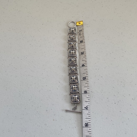 Heavy Sterling Silver Open Face Floral Pattern Bracelet - Picture 5 of 13